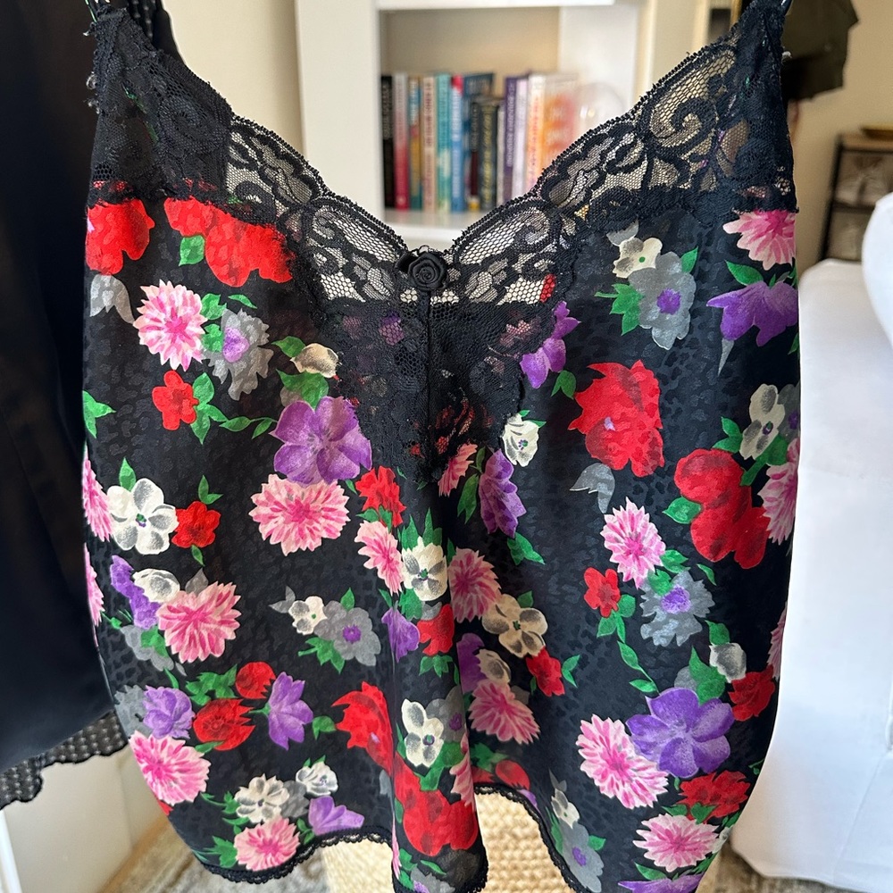 Vintage Floral Cami with Delicate Lace